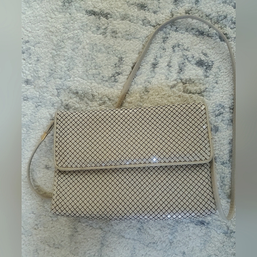 Vintage Whiting & Davis Beige Mesh Purse Clutch